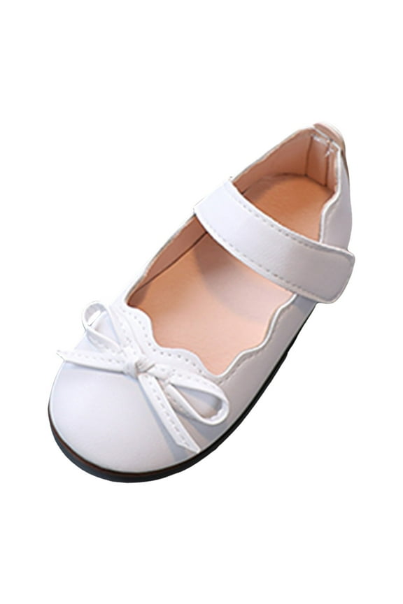 White Dress Shoes for Girls Flats Non Slip for Toddler First Walkers Soft Sole PU Leather Crib Shoes Sneaker Wedding Party Christmas Princess Dress Shoes White,2.5-3 Years