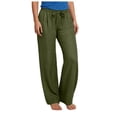 thumbnail image 1 of Sopiago Wide Leg Pants for Girls Casual Cotton Linen Pants for Girls Lightweight Summer Loose Fit Elastic Waist Plus Size Solid Lounge Long Trousers Green,13-14 Years, 1 of 7