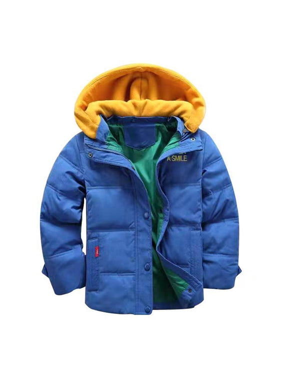 Winter Jackets for Boys Weather Resistant Down Coats for Boys - Insulated Quilted Bubble Boys' Down Jackets & Coats 7-8 Years,Blue
