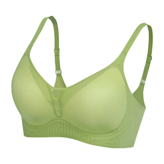 Sopiago Wireless Seamless Bras for Women Soft Support Underwear Comfortable And Seamless Bra Small Chest Display Large Gathering Type Top Support Thin Bra Light Green,S