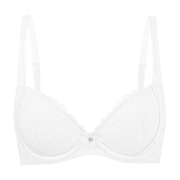 Sopiago Woman Bra Push Up Lace Bra Demi Padded 1 Cup Lift Up Bras Soft Lace Sexy Underwire White,XL