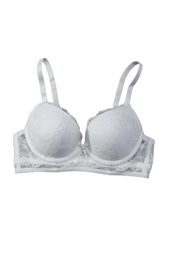 Woman's Bras Sexy Lace Bra With Soft Steel Rims Gathered Upper Support Detachable Shoulder Straps Underwear White,S