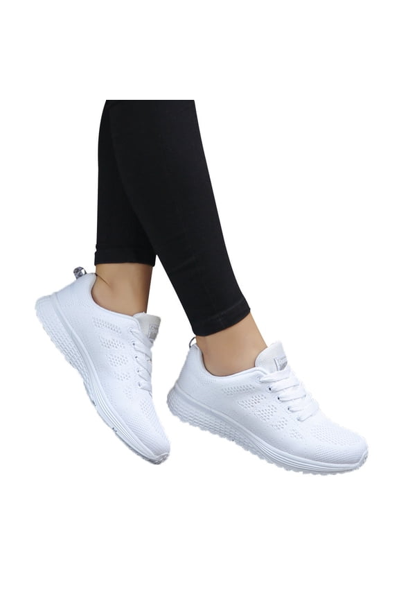 Womans Sneakers Womens Walking Shoes - Slip On Tennis Running Shoes Memory Foam Lightweight Work Sneakers for Indoor Outdoor Gym White,36