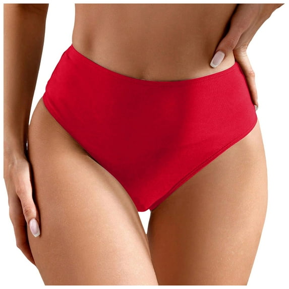 Sopiago Women Bikini Bottoms Mid Rise Swimsuit Bottoms Full Coverage Bathing Suit Bottom for Women Basic Swim Briefs Red,S
