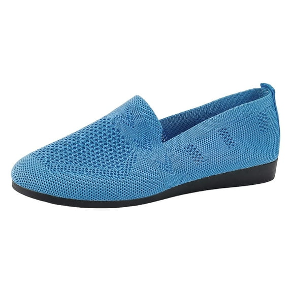 Sopiago Women Loafer Mesh Flats Walking Shoes Non Slip Shoes Low Top Casual Slip On Womens Shoes Blue,7.5
