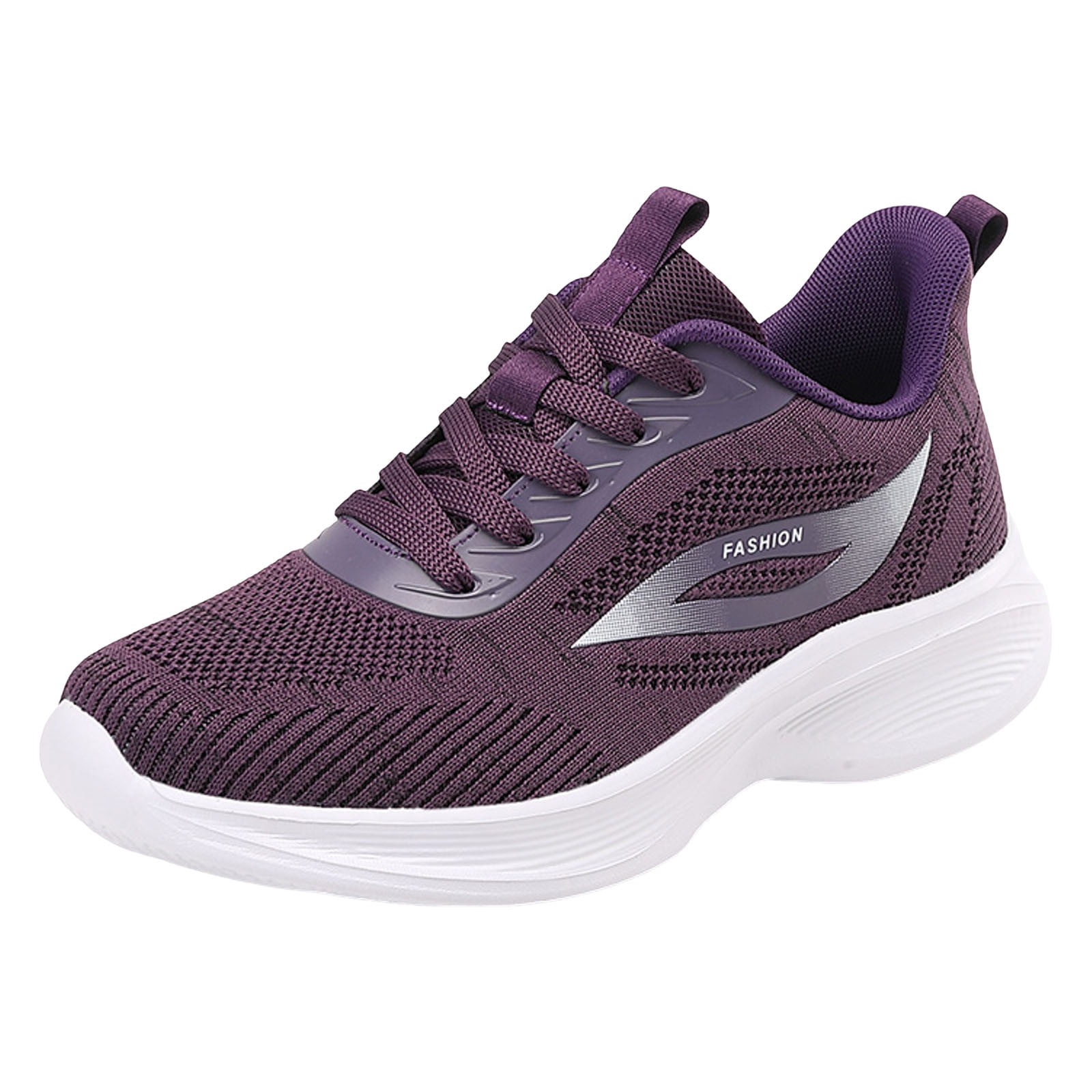 Women's Purple Low Top Sock Sneakers Shoes For Walking