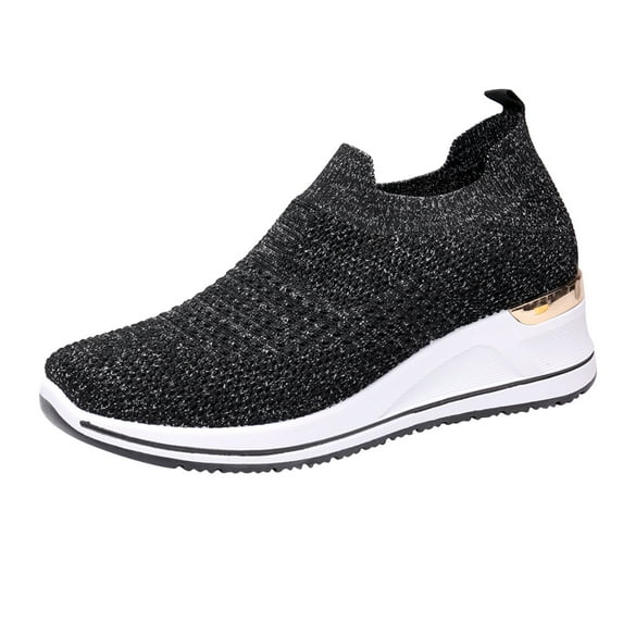 Sopiago Women Shoes Women's Scrunch Back Slip-On Sneaker Wide Width Available Black,39