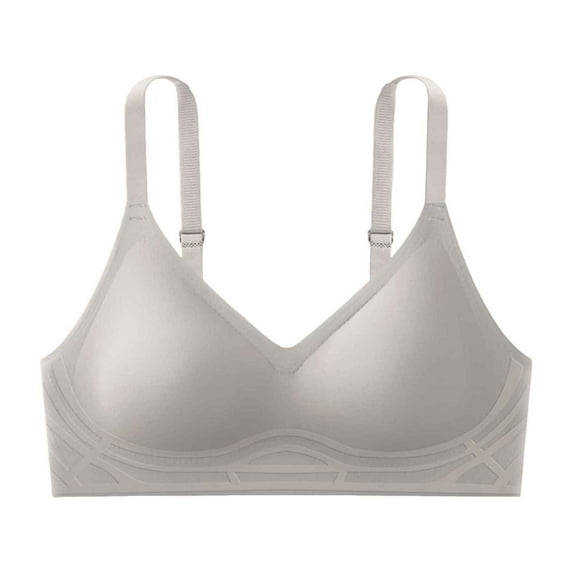 Sopiago Women's Blissful Benefits Underarm-Smoothing with Seamless Stretch Wireless Lightly Lined Comfort Bra Grey,2XL
