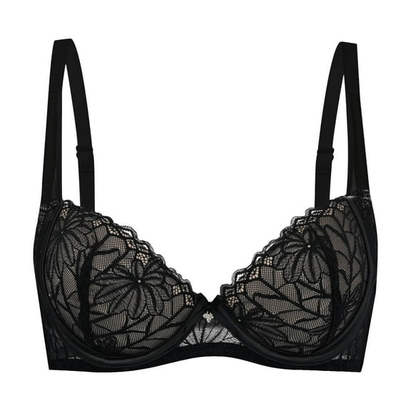 Sopiago Women’s Bra Push Up Lace Bra Demi Padded 1 Cup Lift Up Bras Soft Lace Sexy Underwire Black,XXL