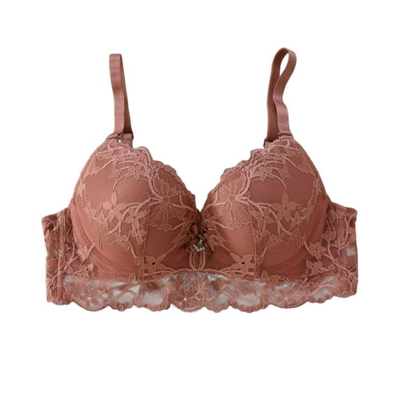 Sopiago Women's Bralette Push Up Lace Bra Demi Padded 1 Cup Lift Up Bras Soft Lace Sexy Underwire Brick Red,XXL
