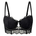 thumbnail image 1 of Sopiago Women's Bras Full Coverage Unlined Lace Sexy Plus Size Underwire Bra for Large Breasts Black,S, 1 of 7