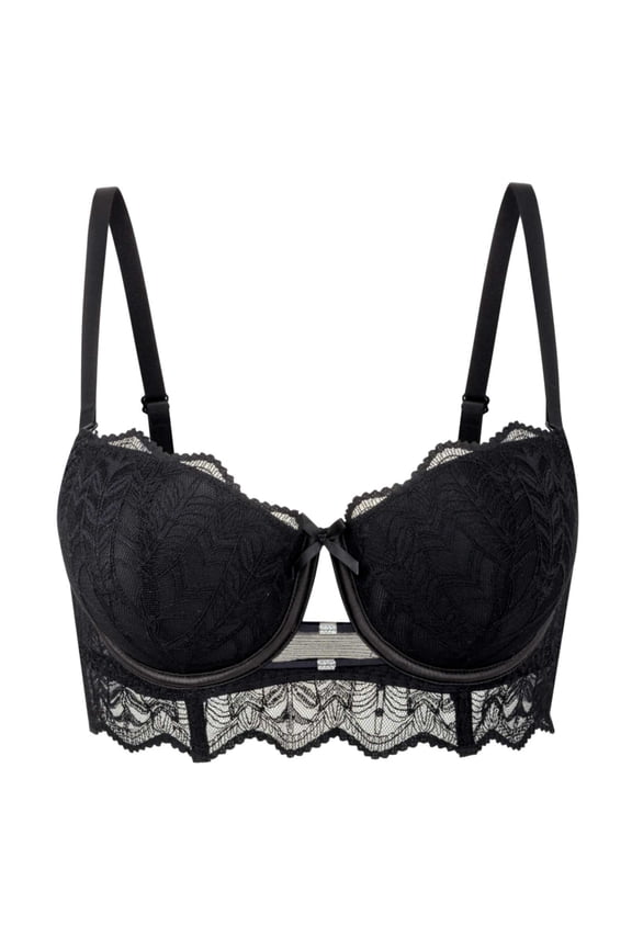 Women's Bras Full Coverage Unlined Lace Sexy Plus Size Underwire Bra for Large Breasts Black,S