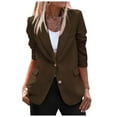 thumbnail image 1 of Sopiago Women's Business Casual Blazer Long Sleeve Notch Lapel Trendy Work Office Blazer Jackets Outerwear Coffee,XL, 1 of 7