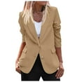 thumbnail image 1 of Sopiago Women's Business Casual Blazer Long Sleeve Notch Lapel Trendy Work Office Blazer Jackets Outerwear Khaki,2XL, 1 of 7