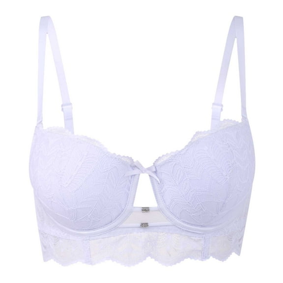 Sopiago Women's Full Coverage Bras Unlined Lace Sexy Plus Size Bras for Women White,S
