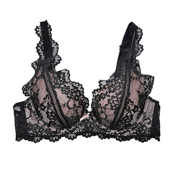 Sopiago Women's Lace Bra Sexy Sheer Balconette See Through Underwire Everyday Bra for Women Beige,XXL