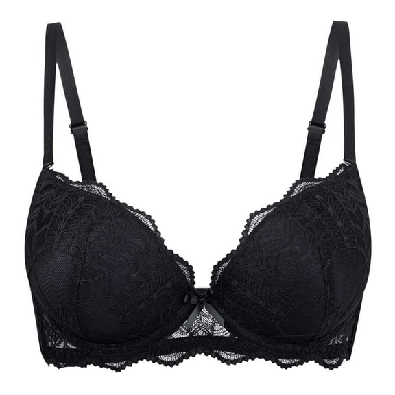 Sopiago Women's Lace Bra Sexy Sheer Balconette See Through Underwire Everyday Womans Bra Black,M