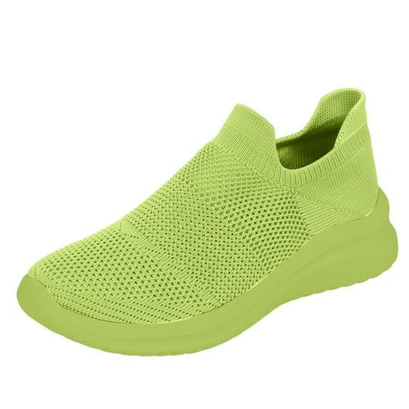 Sopiago Women's Loafer Mesh Flats Walking Shoes Non Slip Shoes Low Top Casual Shoes for Women Slip On Green,10