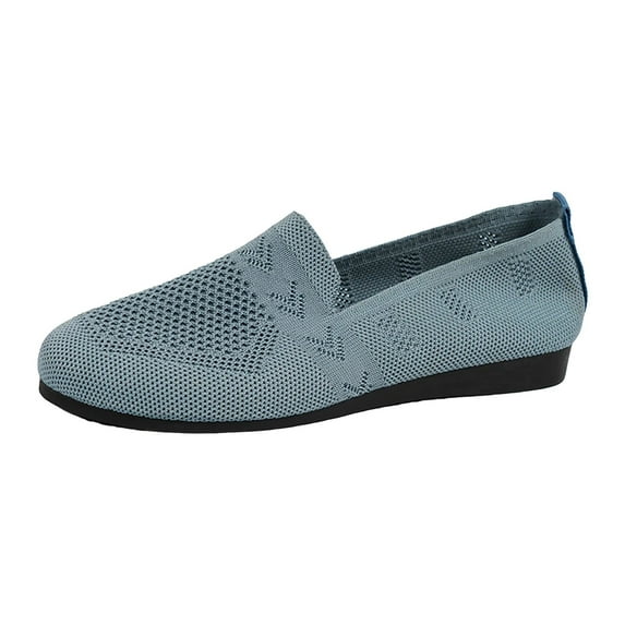 Sopiago Women's Loafers Comfort Walking Shoes, Lightweight Stretch Knit Sneakers Breathable Slip On Womens Shoes Grey,9.5