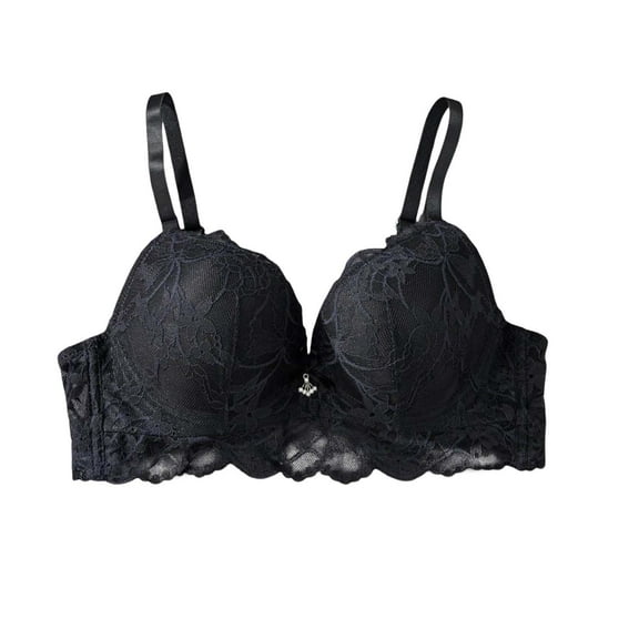 Sopiago Women's Push Up Lace Bra Demi Padded 1 Cup Lift Up Bras Soft Lace Sexy Seamless Wireless Bras for Women Black,XXL