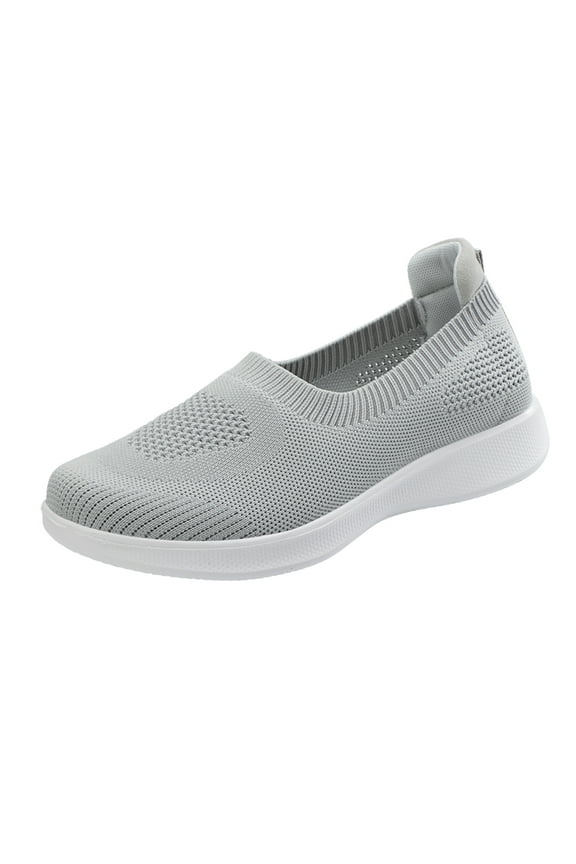 Women's Running Shoes Women's Walking Shoes Sock Sneakers Slip On Loafer Mesh Air Cushion Easy Shoes Casual Comfortable Work Nurse Shoes Grey,37