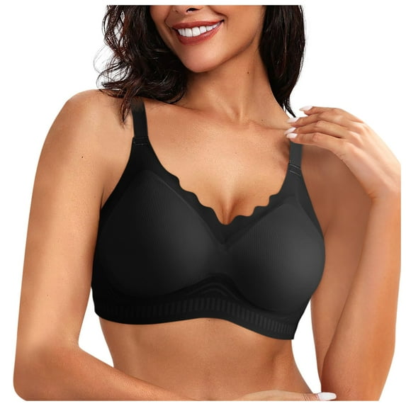 Sopiago Women's Seamless Pullover V-Neck Bralette Black,2XL
