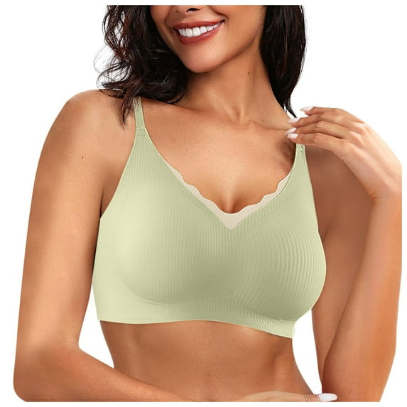 Sopiago Women's Seamless Pullover V-Neck Bralette Green,L