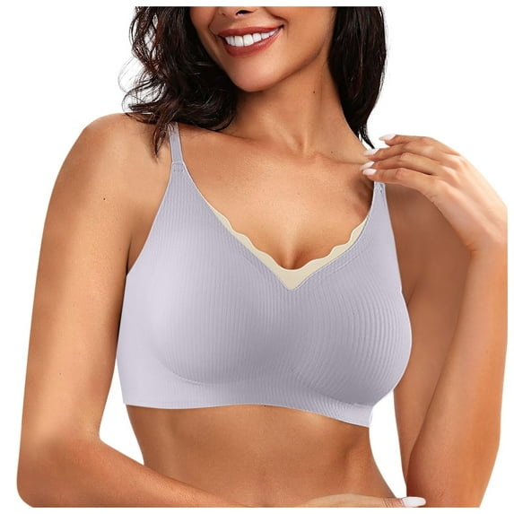 Sopiago Women's Seamless Pullover V-Neck Bralette Purple,L