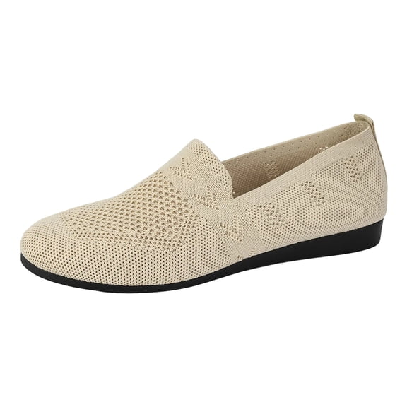 Sopiago Women's Slip on Shoes Mesh Sneakers Loafers Non Slip Shoes Low Top Casual Shoes Beige,6