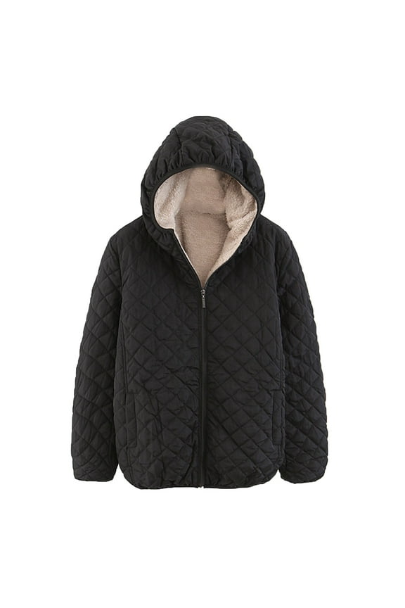 Women's Stand Collar Lightweight Quilted Puffer Jacket Padded Full Zip Coat for Fall and Winter Black,2XL