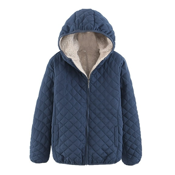 Sopiago Women's Stand Collar Lightweight Quilted Puffer Jacket Padded Full Zip Coat for Fall and Winter Navy,L