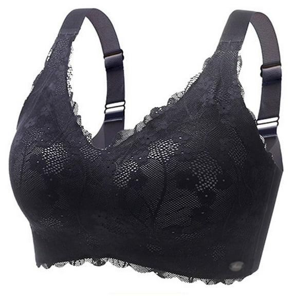 Sopiago Women's Underarm-Smoothing with Seamless Stretch Wireless Lightly Lined Comfort Bra for Women Black,M