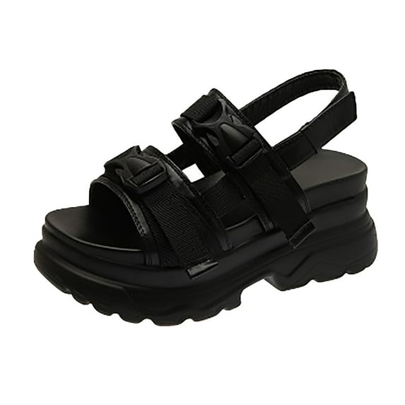 Sopiago Womens Beach Shoes Women's Platform Sandals Black,6.5