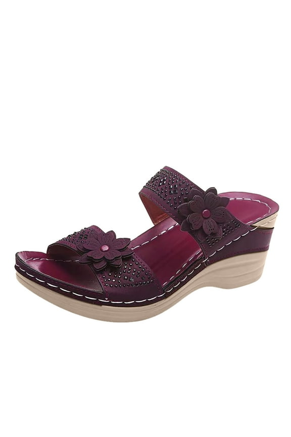 Womens Beach Shoes Womens Open Toe Dressy Platform Sandals Slip on Elastic Ankle Strap Wedges ,8.5