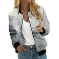 thumbnail image 1 of Sopiago Womens Bomber Jacket Spring Casual Jackets Lightweight Zip Up Jacket Coat Windbreaker Outwear Grey,2XL, 1 of 5