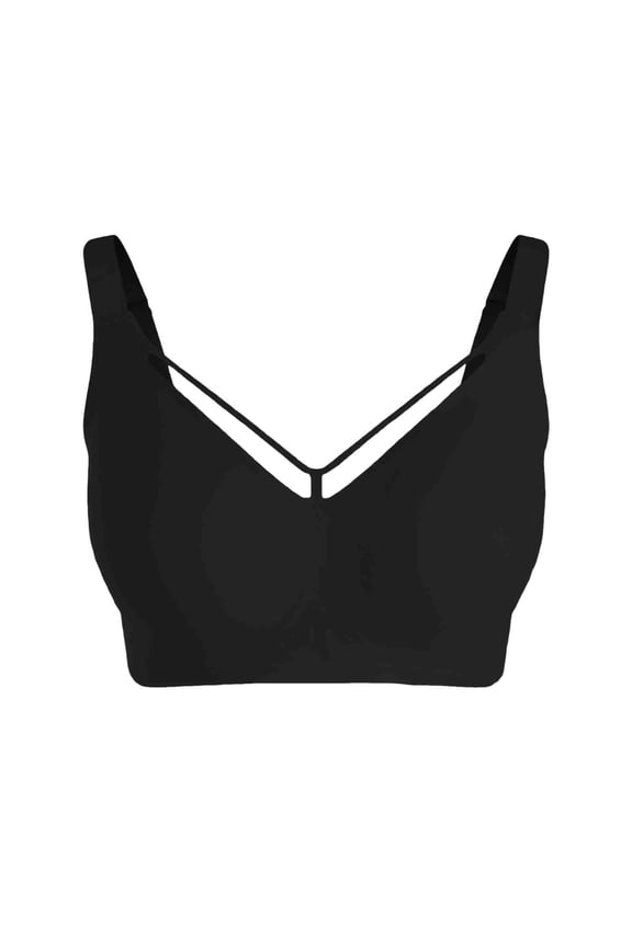 Womens Bra Big Backless Sexy Thin Cup Without Steel Ring Gathering Big Chest Showing Small Back Bra Black,L