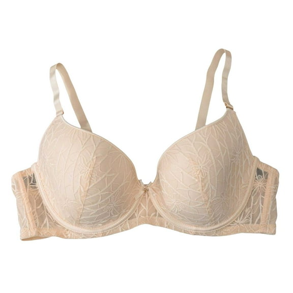 Sopiago Womens Bralettes s Push Up Lace Plus Size Bra Demi Padded 1 Cup Lift Up Bras Soft Lace Sexy Underwire Beige,S