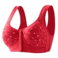 thumbnail image 1 of Sopiago Womens Bras for Older Women Front Close Wireless Bras Smoothing Padded Bralette, Comfortable Snap Closing Bras Red,48, 1 of 3