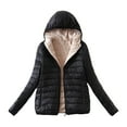 thumbnail image 1 of Sopiago Womens Fleece Lightweight Full-Zip Puffer Jacket with Hood Quilted Winter Puffer Coat Women Black,XL, 1 of 7