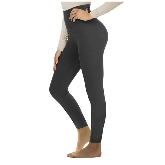 Sopiago Womens Fleece Lined Leggings Cold Weather Fuzzy Thermal Pants Winter Warm Sherpa Lined Leggings High Waisted Thick Tights Dark Gray,L