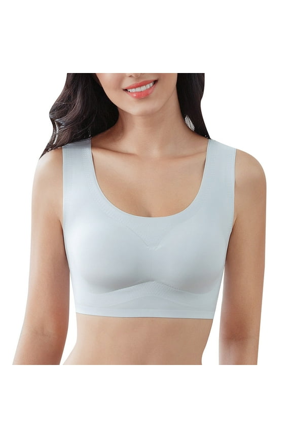 Womens Lingerie Breathable Cool Liftup Air Bra 2024 Plus Size Sports Bra Women's Underwear Mesh Hole Sports Bra Padded No Steel Ring Silver,XL