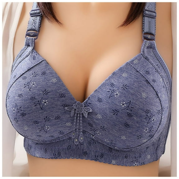 Sopiago Womens Push Up Everyday Bras Comfortable Wireless Bralettes V Neck Seamless Bra Smooth Brassiere Wire Free Basic Womens Bralette Blue,38