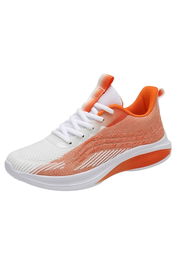 Womens Running Shoes Composite Shoes for Women Ladies Fashion Solid Color Breathable Mesh Knitted Flat Casual Summer 2024 Orange,38