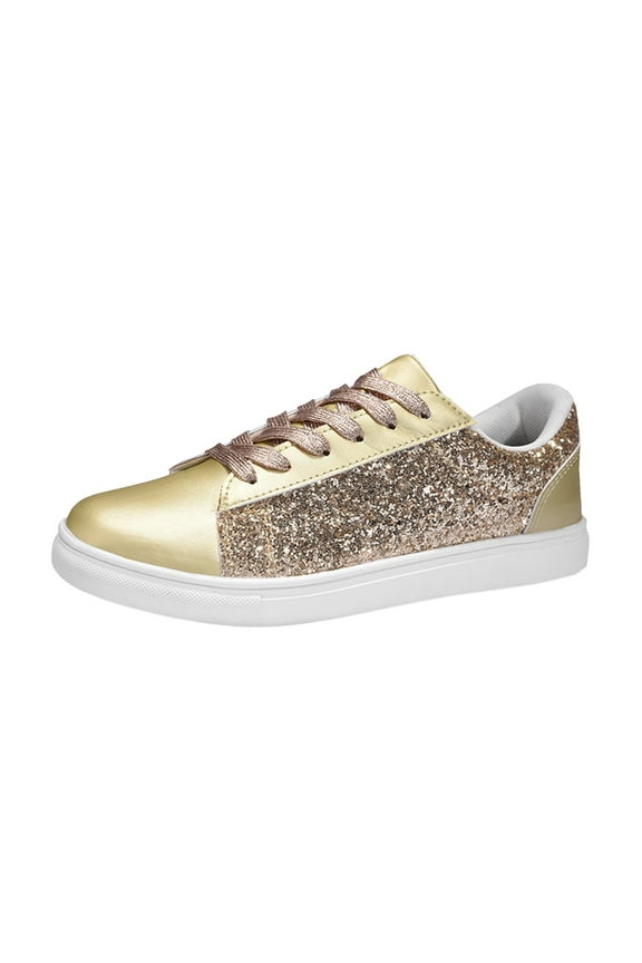 Womens Running Shoes Women'S Lace-Up Sneakers Fashion Lightweight Leather Platform Sports Shoes Runing Walking Shoes Gold,41