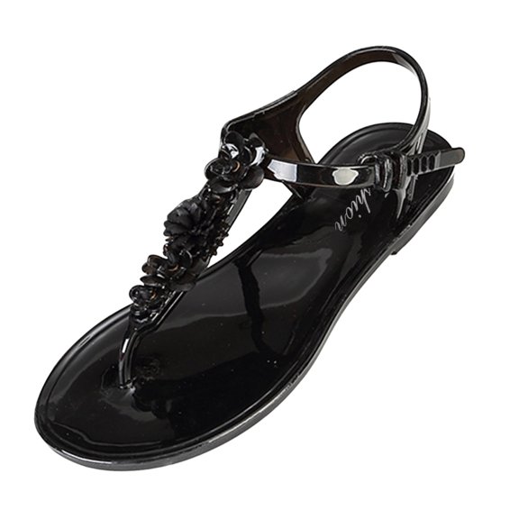 Sopiago Womens Sandals Women's Thong Sandals, Wide Width Available Black,8.5