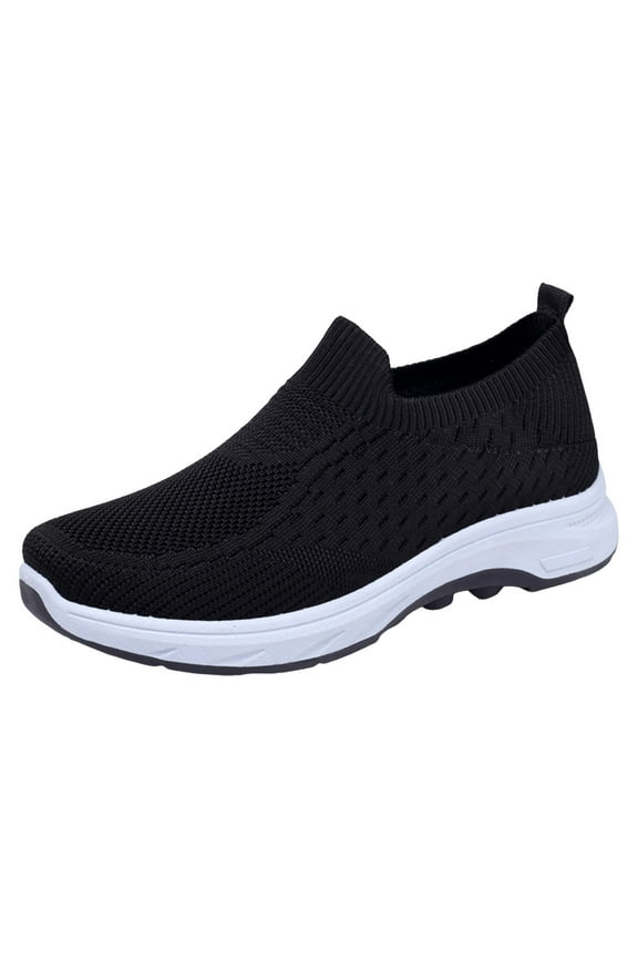 Womens Shoes Sneakers for Women Slip On Arch Support Sneakers Fashion Comfortable Non-Slip Gym Sports Running Walking Shoes Black,37