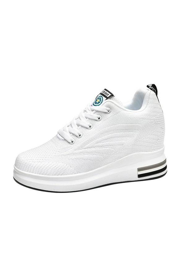 Womens Sneaker Women's Platform Casual Lace Up Sneakers, Wide Width Available White,38