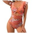 thumbnail image 1 of Sopiago Womens Swim Suits Swimming Suits for Women Cutout High Waisted Swimwear Sexy Push Up Tankini Swimsuit Front Tie Knot Bathing Suit Orange,XXL, 1 of 5