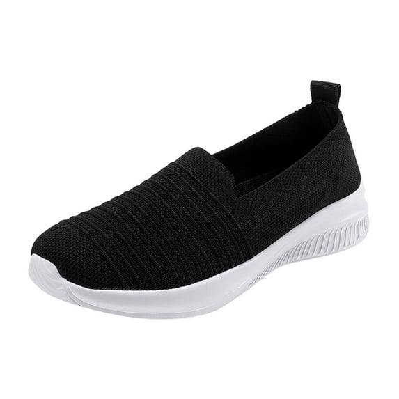 Sopiago Womens Tennis Shoes Women's Walking Sock Shoes Elastic Knit Lightweight Slip on Breathable Yoga Sneakers Black,42