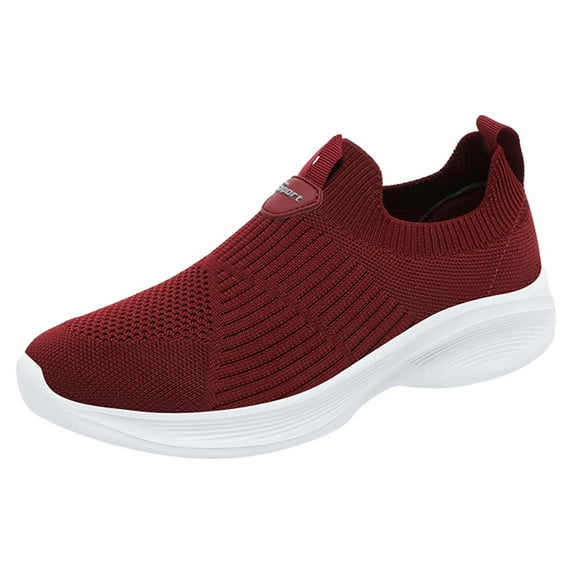 Sopiago Womens Tennis Shoes Womens Walking Shoes Breathable Mesh Sneakers Slip On Comfort Shoes Wine,39